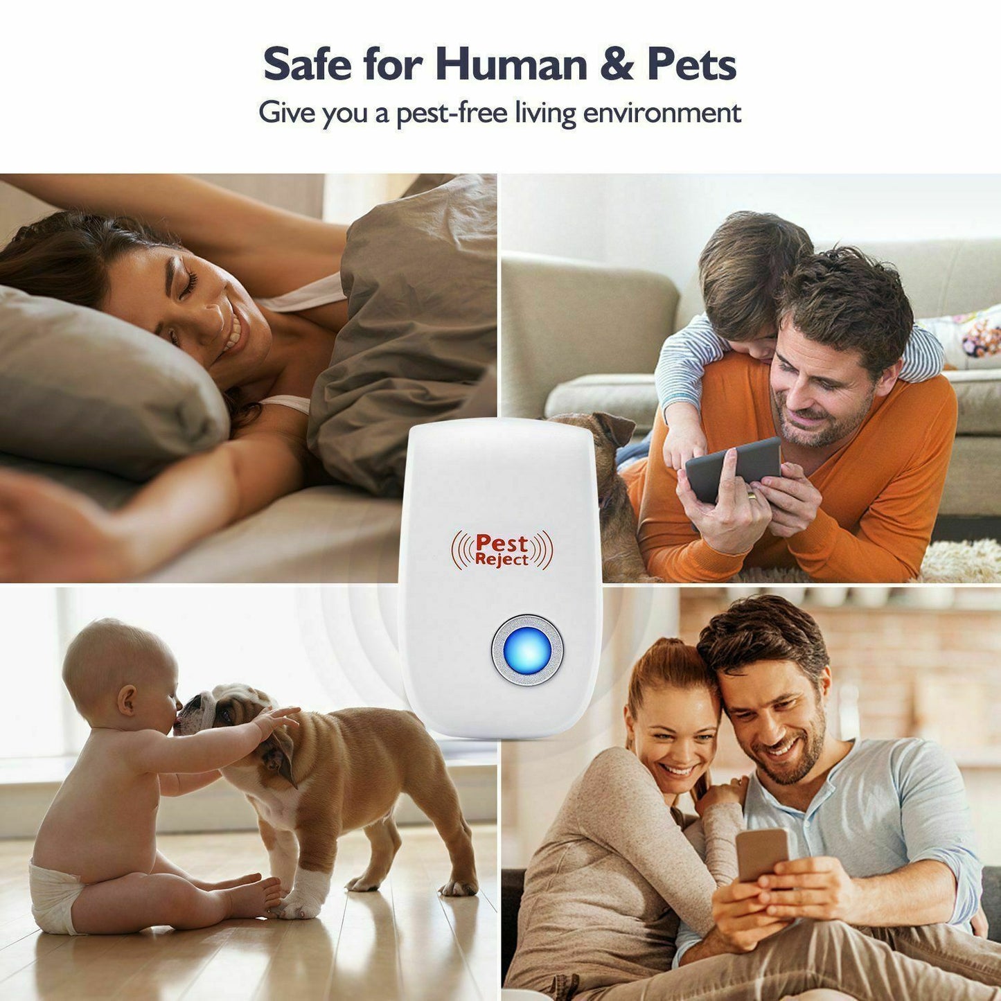 Indoor and Outdoor Ultrasonic Pest Control Device with Auto Frequency Change, 800 Sq Ft Range