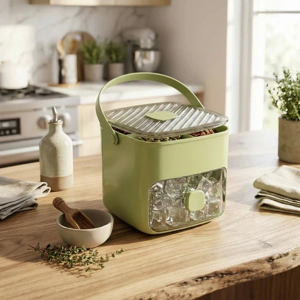 Effortless Ice Maker with Sealed Lid & Tongs - 48 Cube Capacity