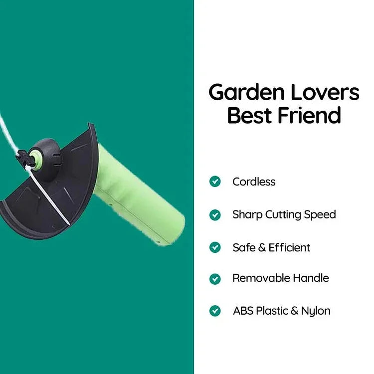 Cordless Mini Grass Trimmer - Battery-Powered Handheld Edger with Extension Pole and Debris Shield