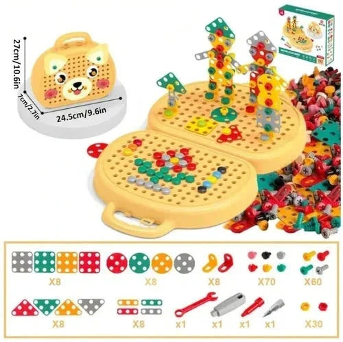 Creative Building Adventure Set with Electric Screwdriver - 80+ Pieces for Ages 3+
