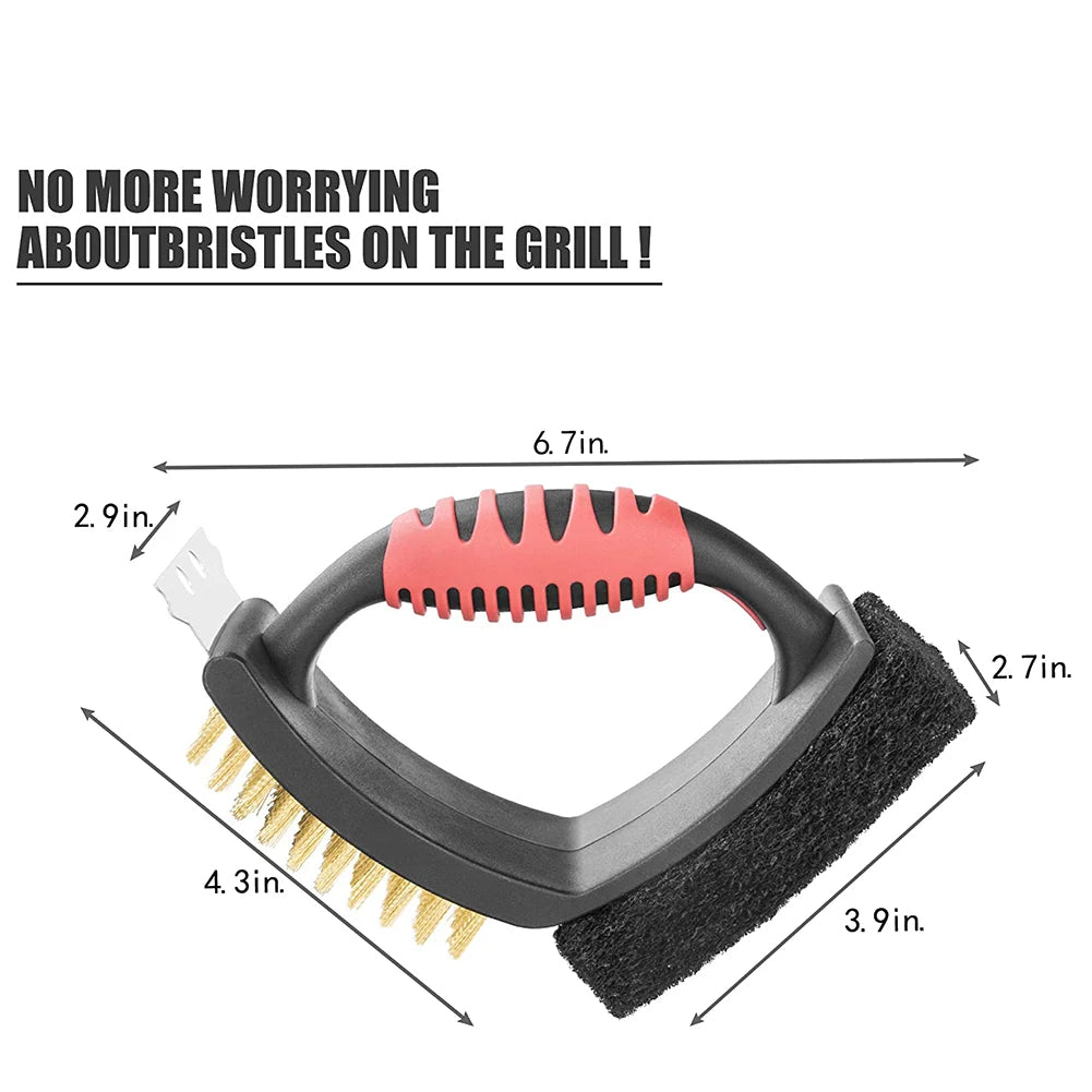Ultimate Grill Cleaning Tool with Brass Bristles & Copper Blade