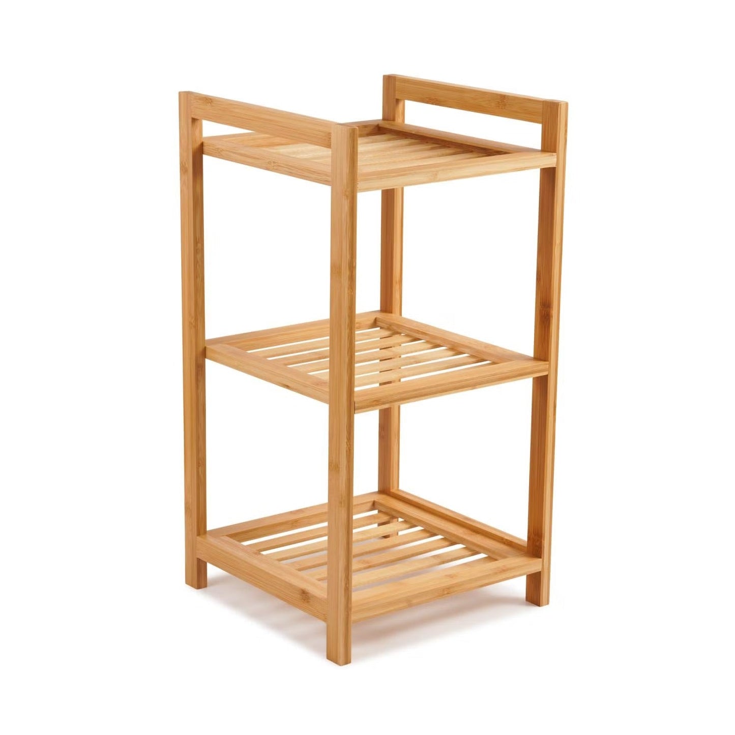 Elegant Bamboo Bathroom Storage Rack with Three Shelves