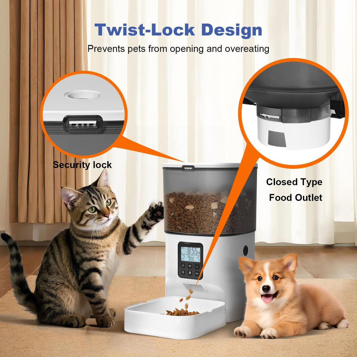 Automatic Pet Feeder with RFID for Cats and Dogs | Timed 4L Capacity
