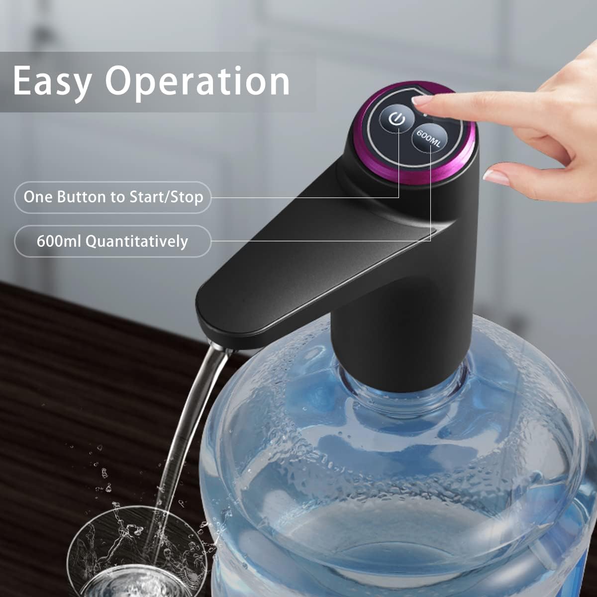Rechargeable Electric Water Dispenser with One-Touch Operation