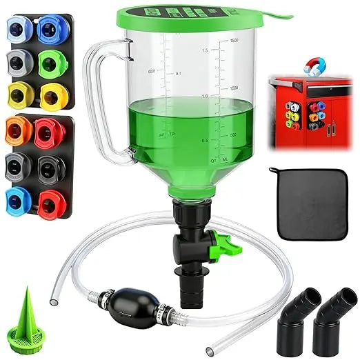 Precision Oil Funnel Adapter Kit with Rubber Seals & Magnetic Holders, 12-Piece