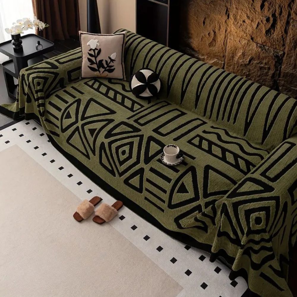 Sofa Slipcover featuring Maze Design in Knit Fabric