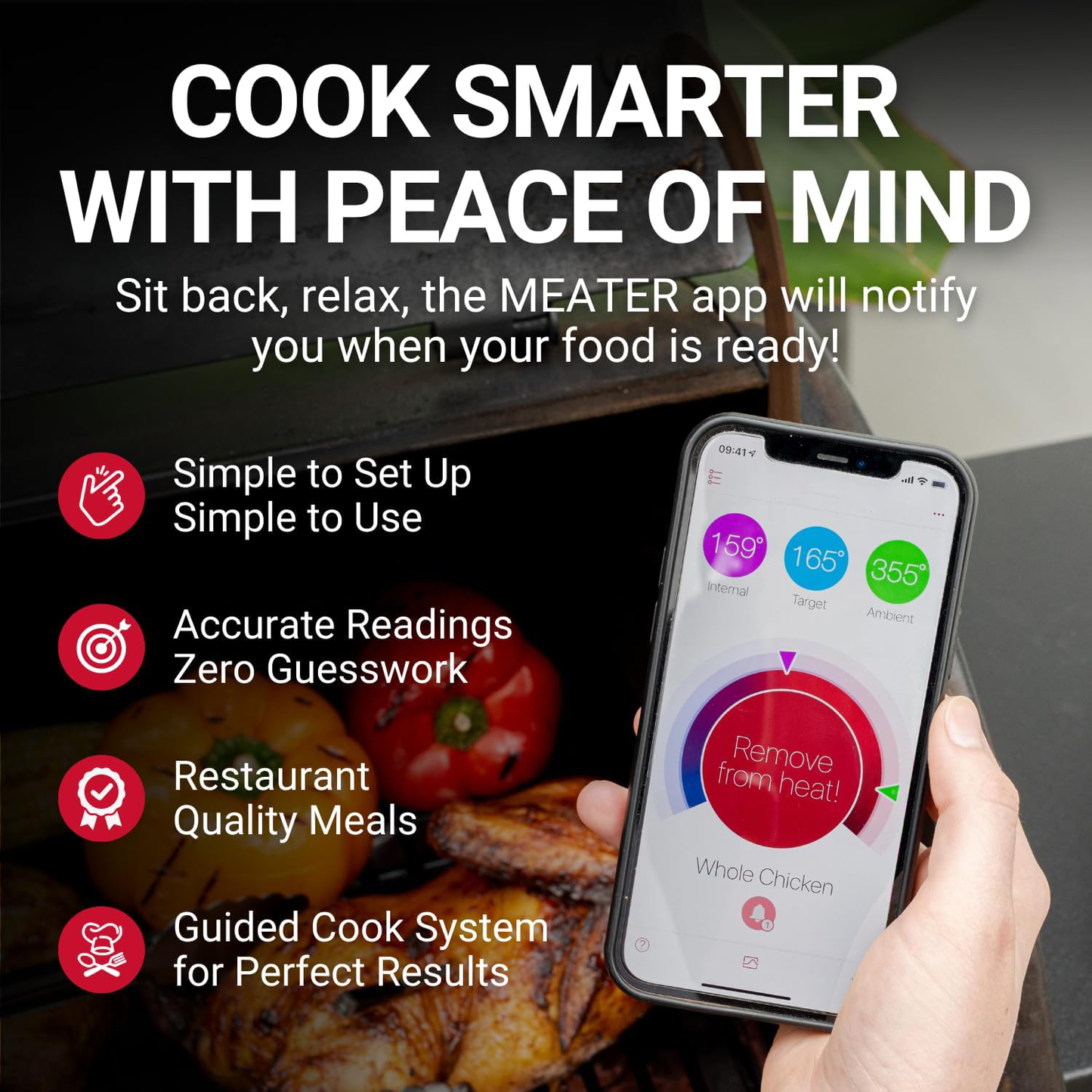 Bluetooth Wireless Meat Thermometer with Dual Sensor Probe and Bamboo Holder