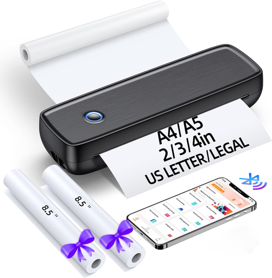 Wireless Thermal Printer for A4 Documents and Labels - Inkless, Bluetooth & USB-C