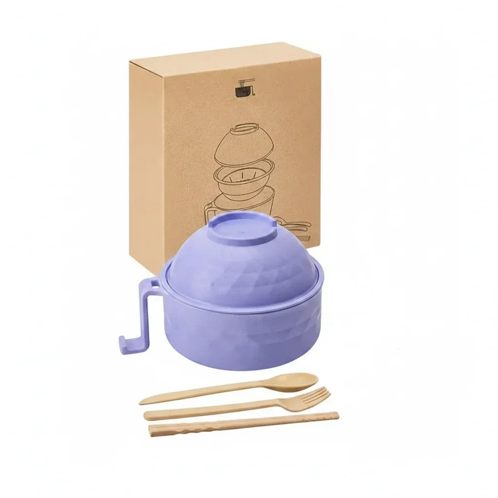 Quick-Prep Noodle Bowl Set with Secure Lid and Cool Handle, 6-Piece