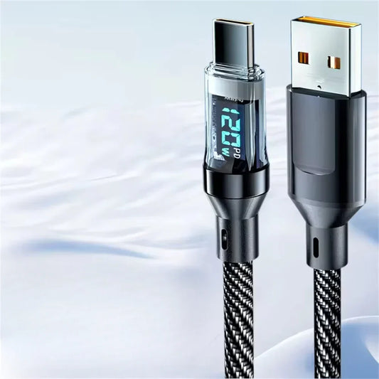 120W Fast Charging Cable with LED Indicator and Smart Chip – USB-C