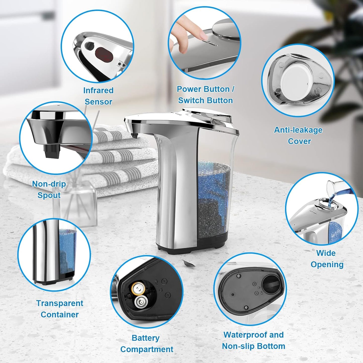 Smart Motion-Activated Soap Dispenser with Adjustable Settings