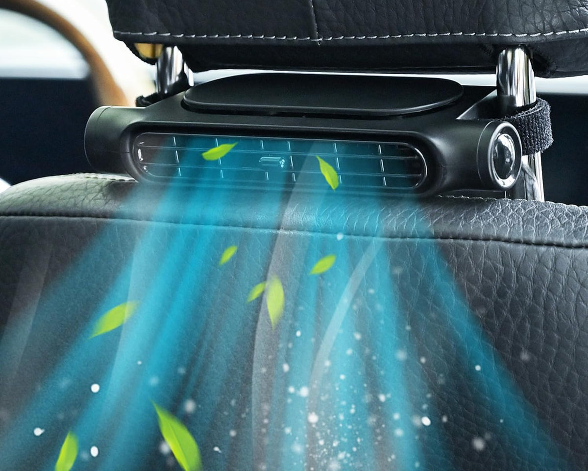 USB Car Fan without Blades – 3 Speed Options with Headrest Attachment