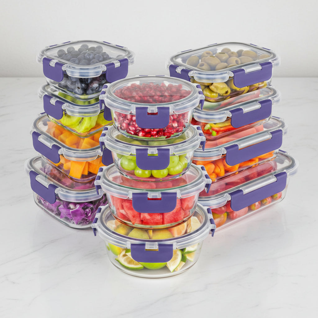 Borosilicate Glass Food Storage Containers with Airtight Lids – Freshness Retention Set