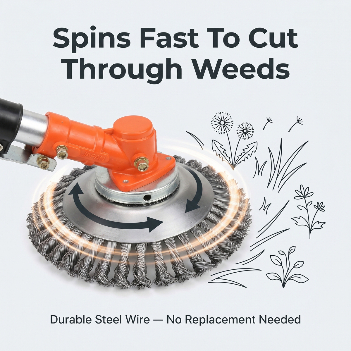 Heavy-Duty Steel Wire Trimmer Head Attachment - Sturdy Weed Eliminator