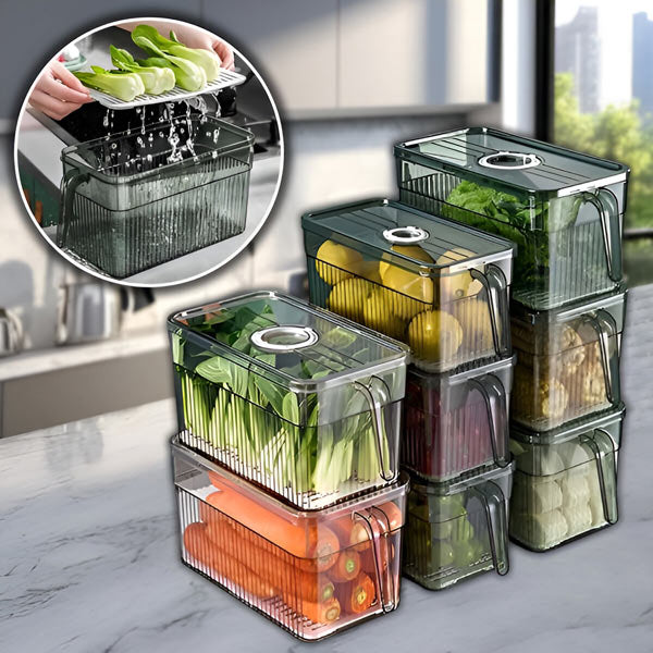 Clear Food Organizer with Airflow Lid and Space-Saving Design