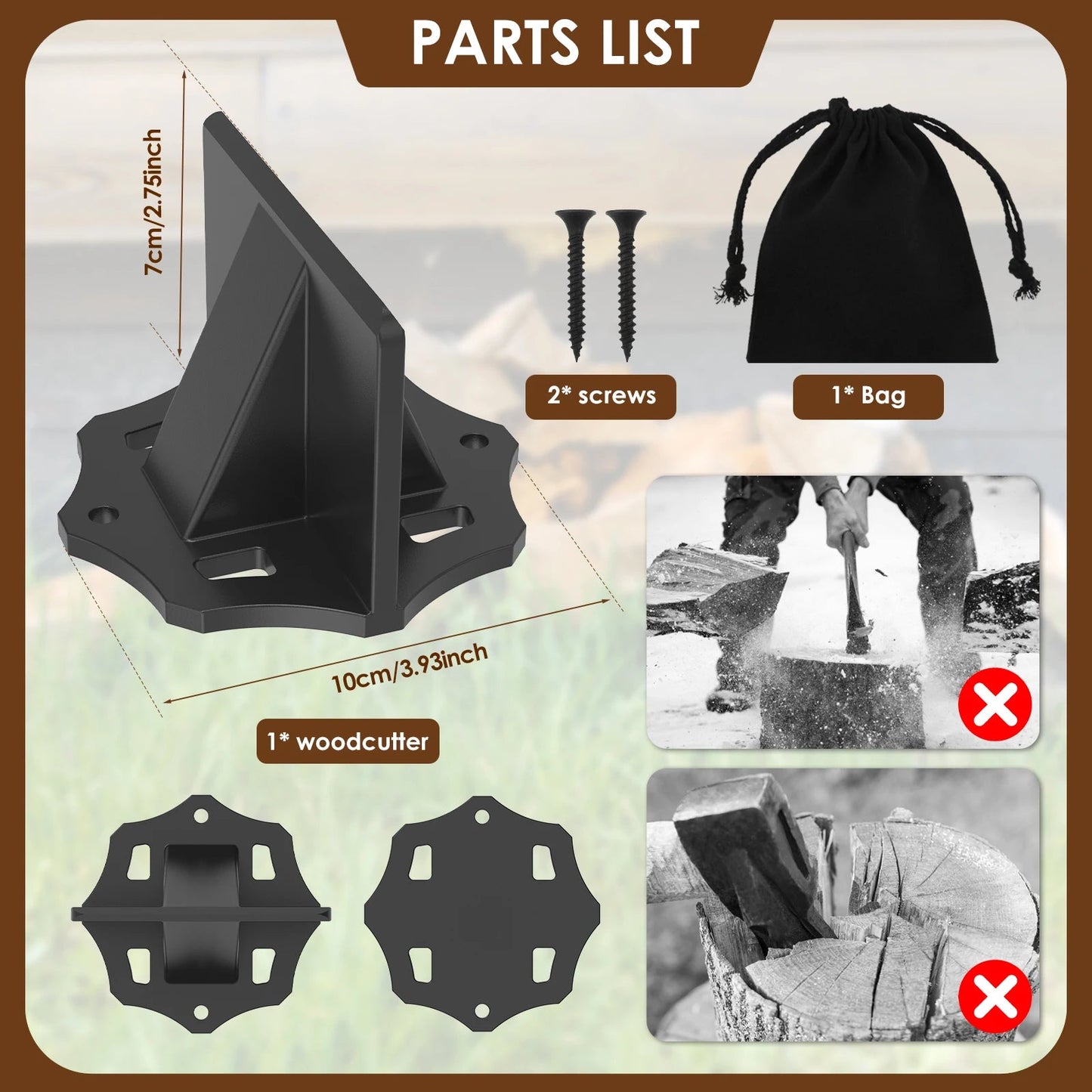 Carbon Steel Log Splitting Tool – Handy Portable Firewood Processor