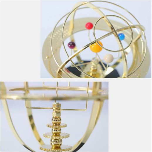 5-Planet Mechanical Orrery Model - Solar System Decorative Piece