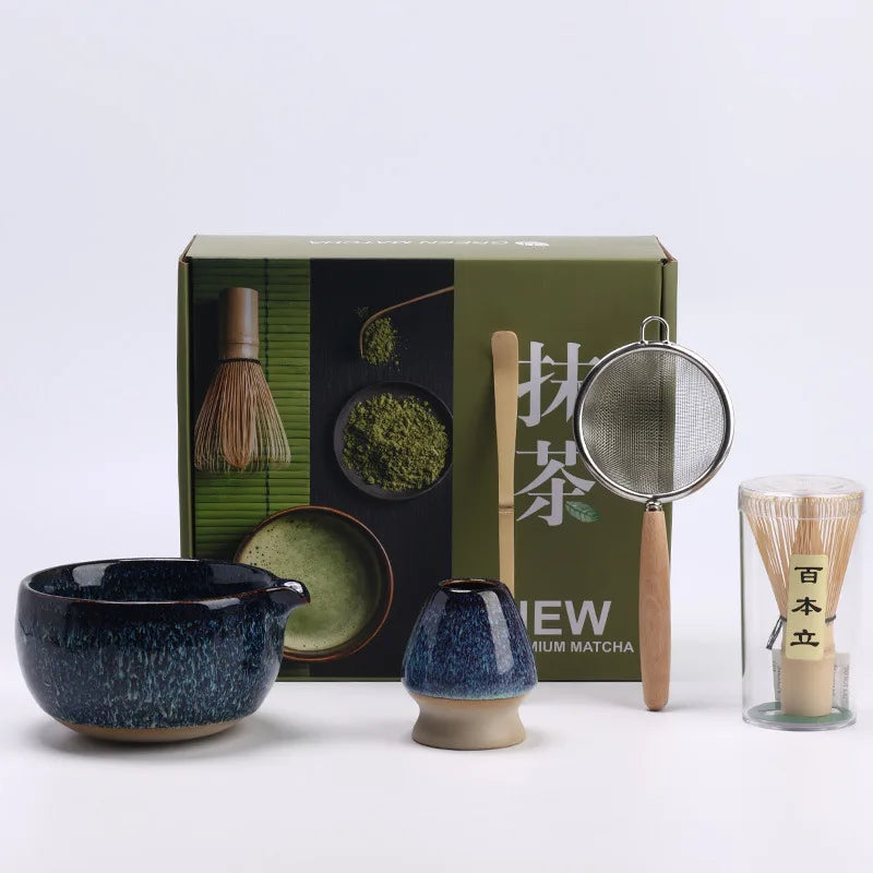 Matcha Tea Ceremony Bowl Set Including Whisk and Brush