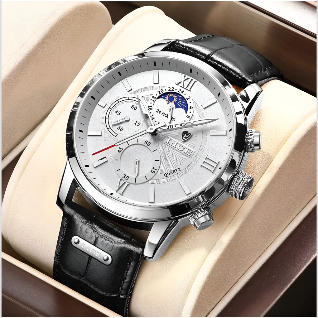 Elegant Men's Watch with Moon Phase Functionality for Any Occasion