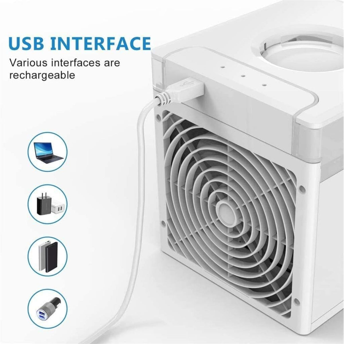 Compact Cooling Fan with Humidifier – Portable Air Conditioner