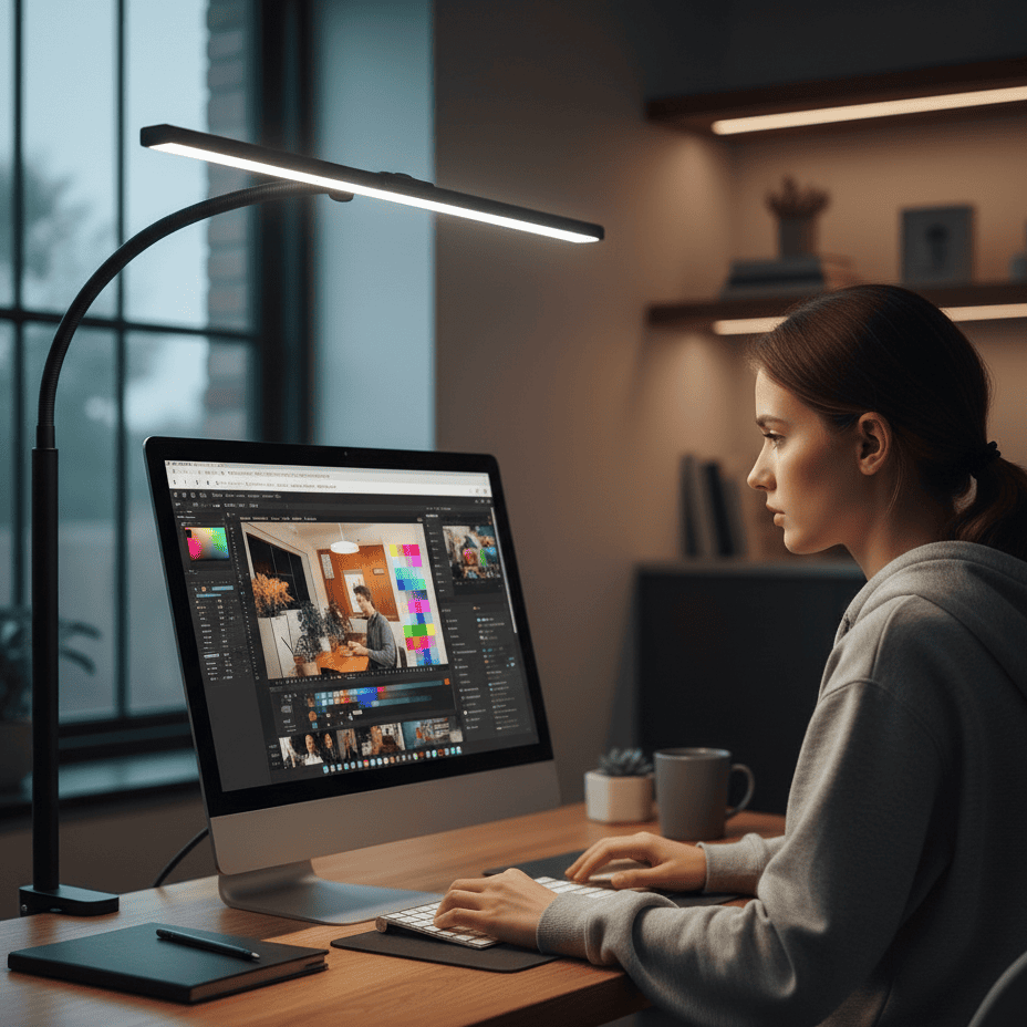 Adjustable Desk Lamp with 25 Lighting Options and Dimmable Function