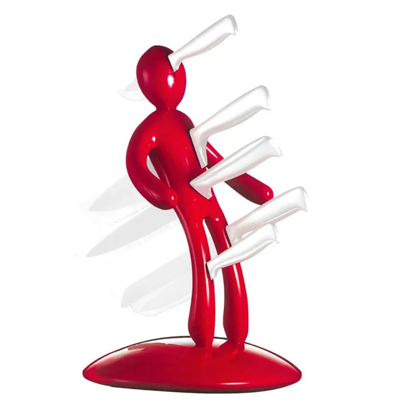 Space-Saving Kitchen Organizer with Five-Slot Human-Shaped Knife Holder