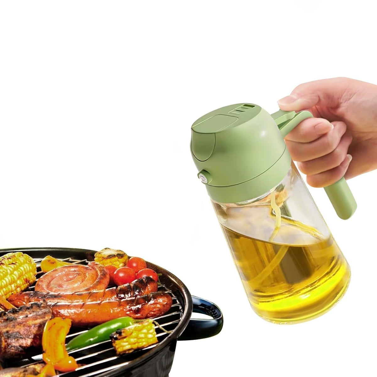 Adjustable Mist Olive Oil Spray Bottle – 2-in-1 for Cooking