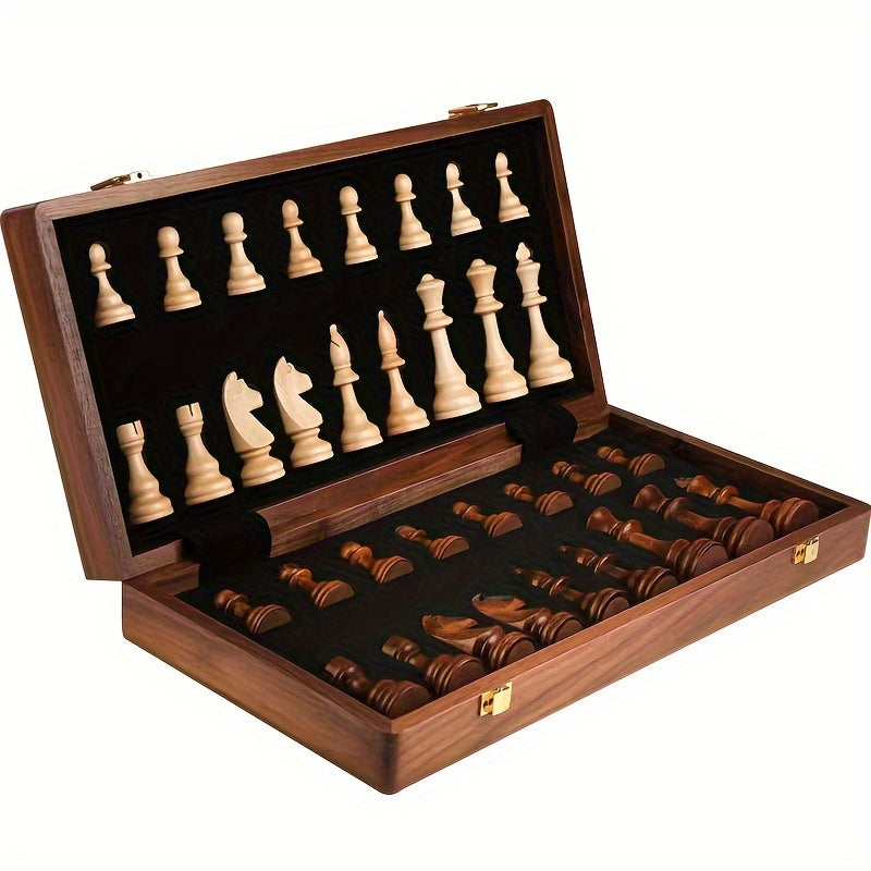 Foldable Magnetic Travel Chess Board Set with 32 Pieces and Storage, 11.8 x 11.8 Inches
