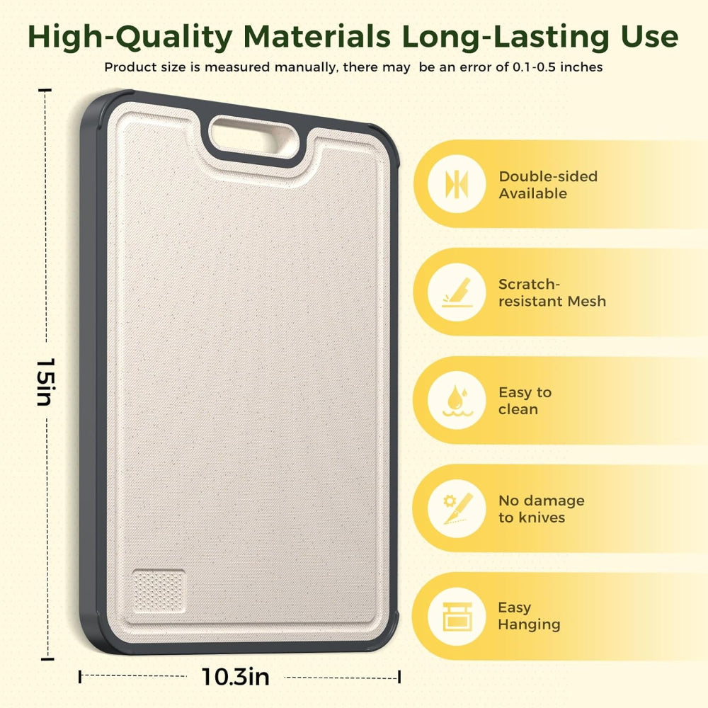 Double-Sided Metal Cutting Board with Juice Groove for Vegetables and Meat