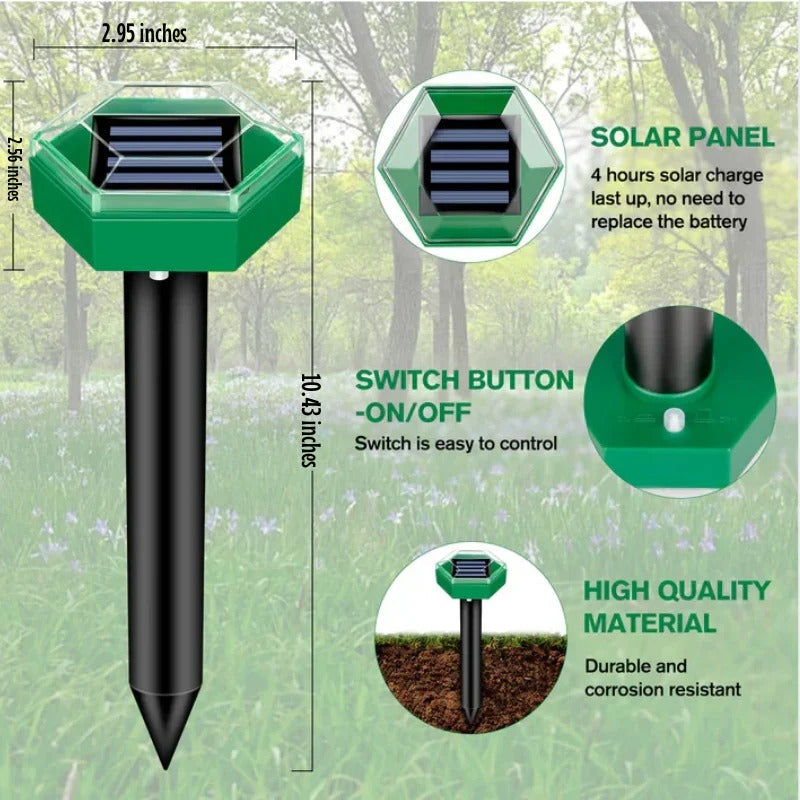Eco-Friendly Solar Mole Repeller – Weatherproof Sonic Pest Control Device