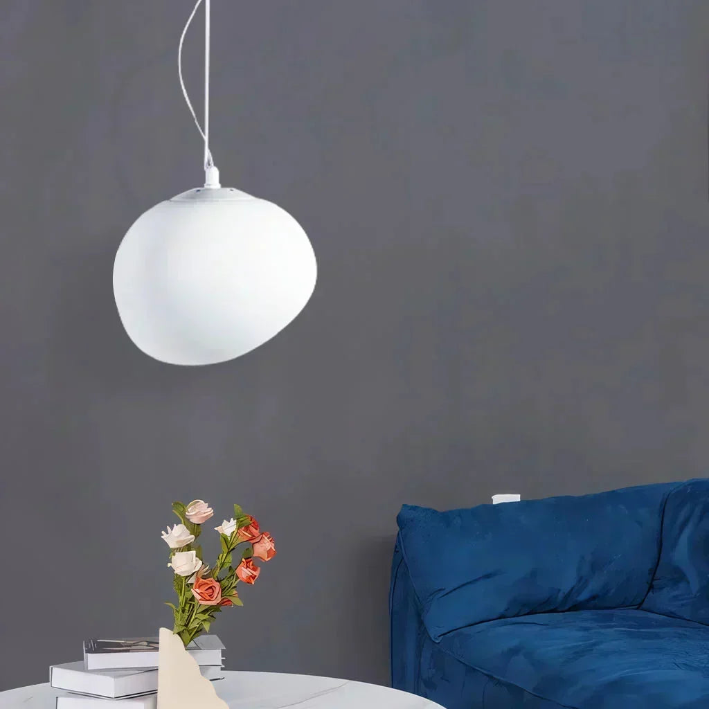 Contemporary White Stone Hanging Light Fixture