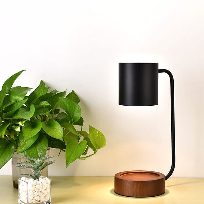 Minimalist Japanese Style Candle Warmer Lamp with Dimmable Light and Wood Base