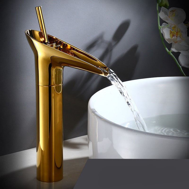 Elegant Waterfall Bathroom Faucet in Antique Brass Finish – Smooth Flow