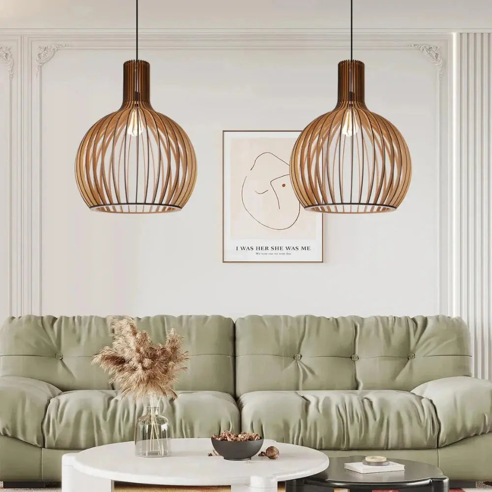 Wooden Pendant Light with Open Design - Cozy Scandinavian Style