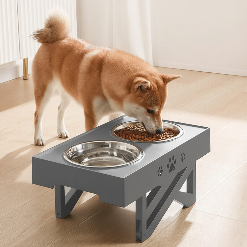 Pet Feeding Station with Adjustable Height and Spill Prevention - Suitable for Dogs