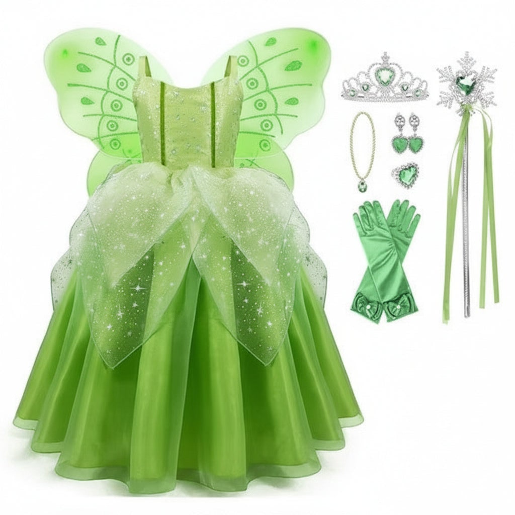 Girls' Fairy Princess Outfit with Accessories - Perfect for Halloween and Dress-Up