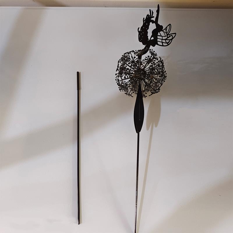 Outdoor Metal Sculpture of Fairy and Dandelion Dance for Garden