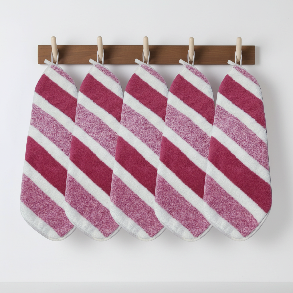 Quick-Drying Towels in Soft Coral Fleece with Contemporary Stripes