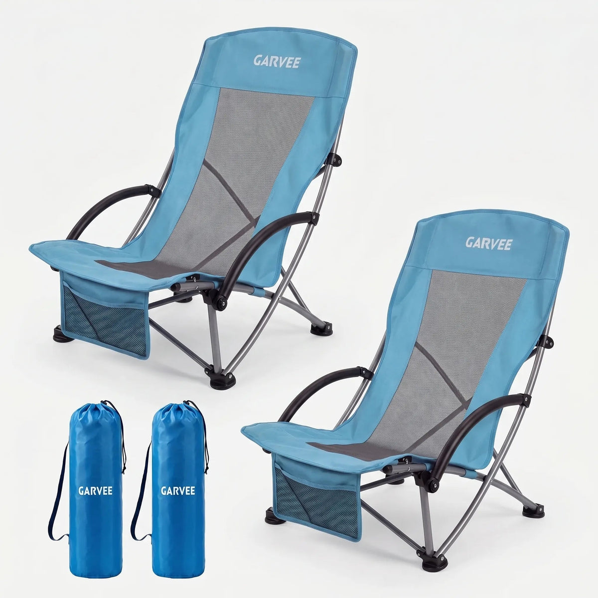 Outdoor High-Back Beach Chair with Mesh Back for Comfortable Seating
