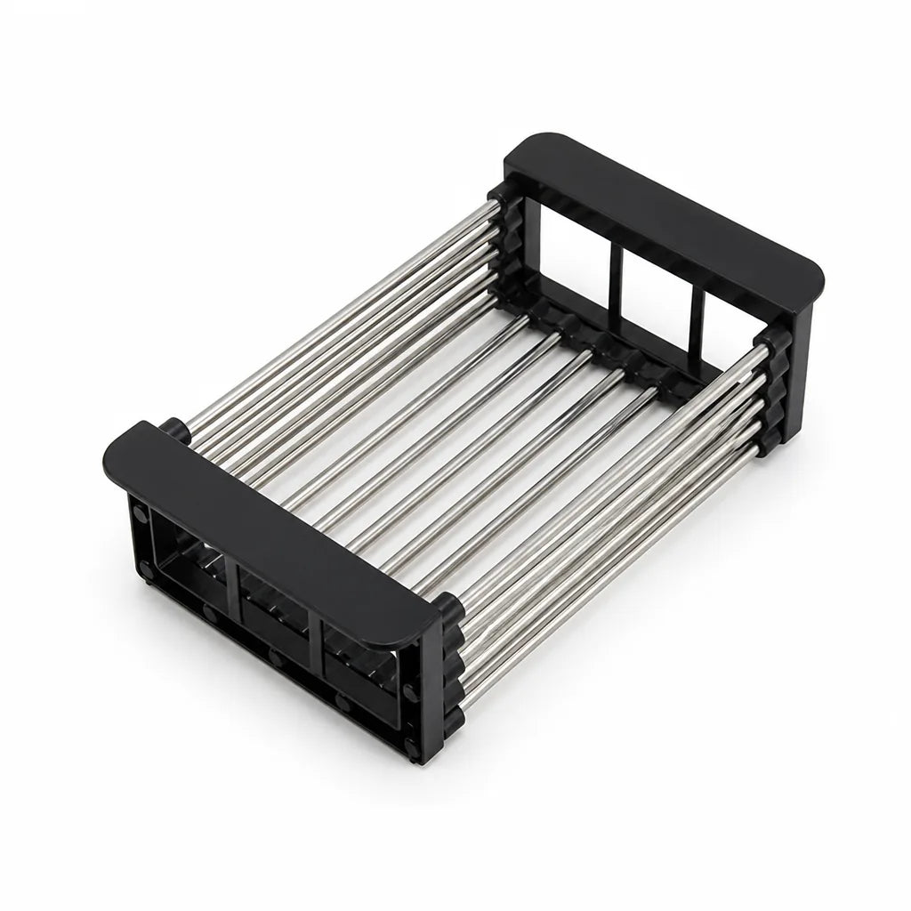 Adjustable Over-Sink Stainless Steel Dish Drying Rack (Anti-Slip)