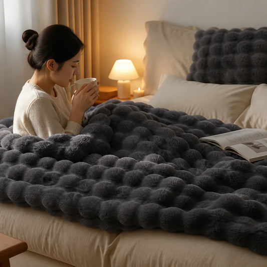 Anti-Pilling Bubble Texture Throw Blanket