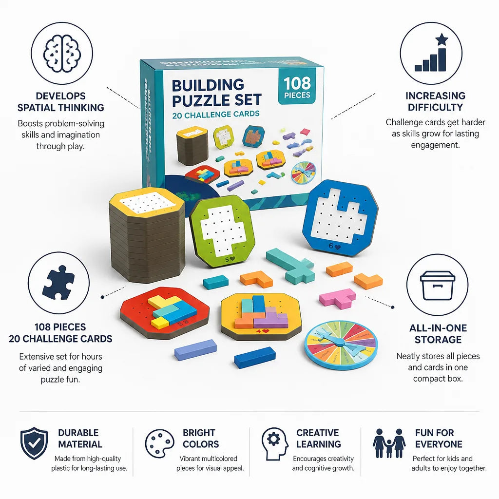 Building Puzzle Set 108 Pieces 20 Challenge Cards