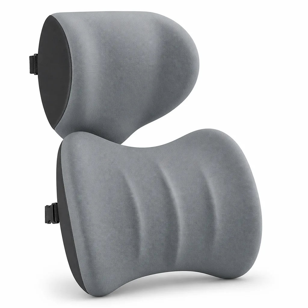 Car Headrest & Lumbar Cushion Set Ergonomic Memory Foam