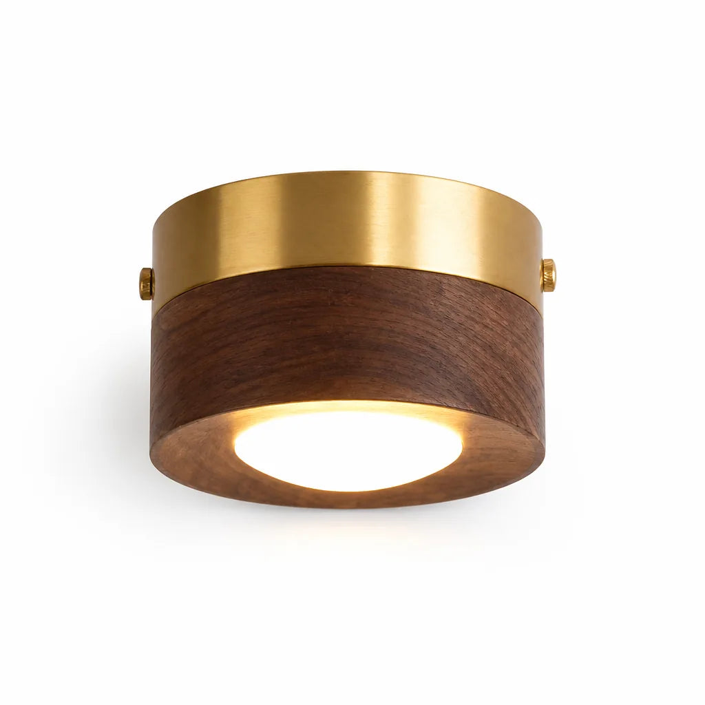 Ceiling Lamp Walnut Wood Integrated LED Energy-Efficient