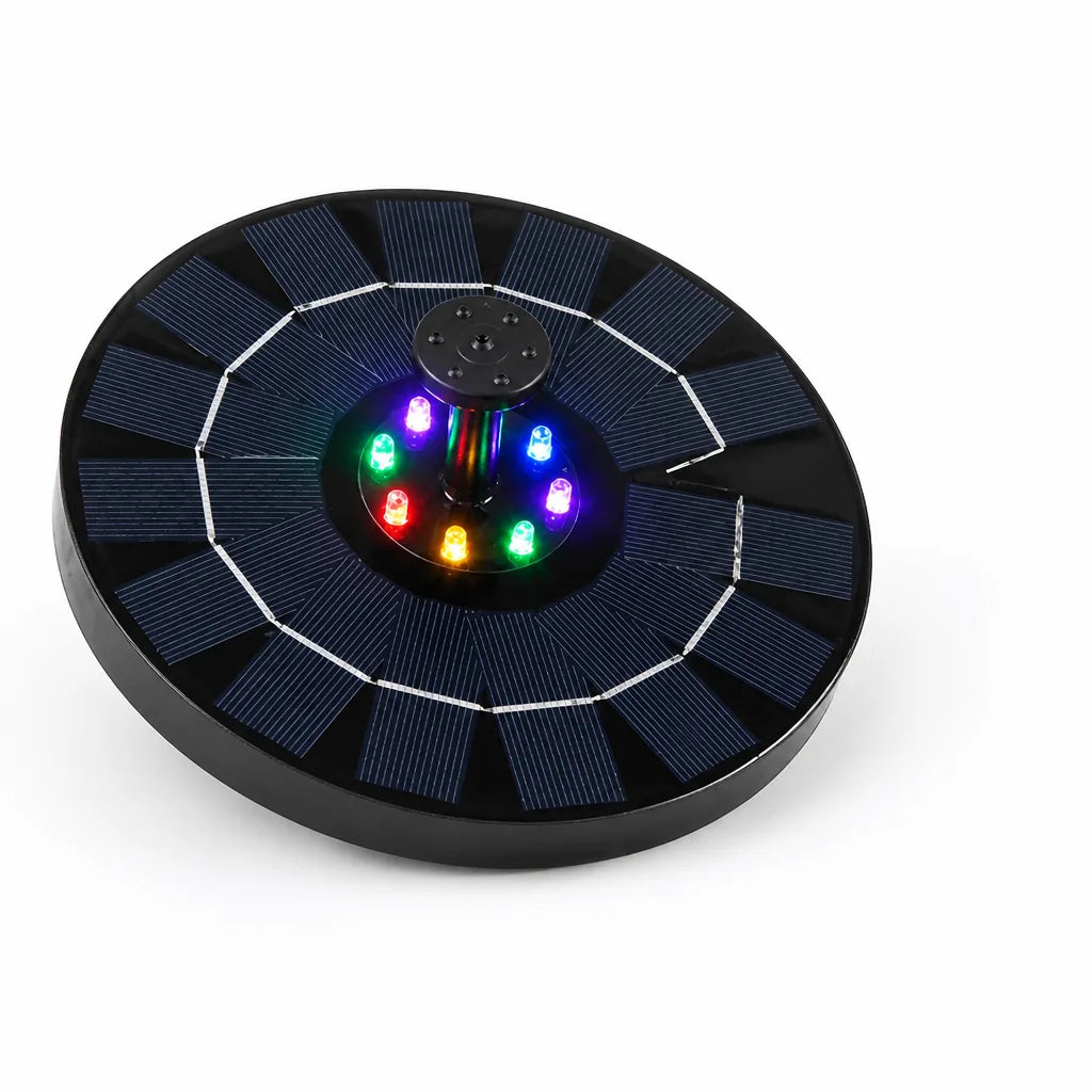 Floating Solar Fountain Interchangeable Nozzles Optional LED