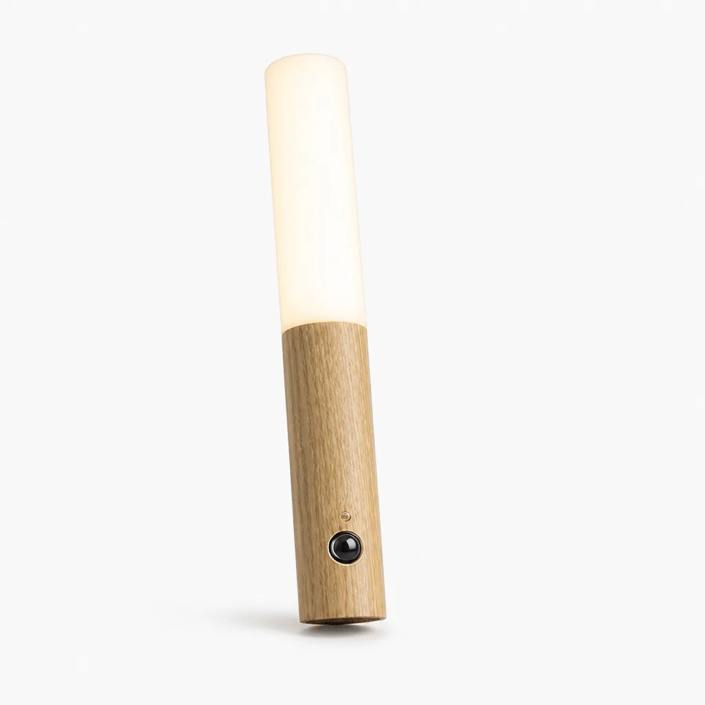 Motion Sensor Lamp USB Rechargeable Warm LED Wood Base