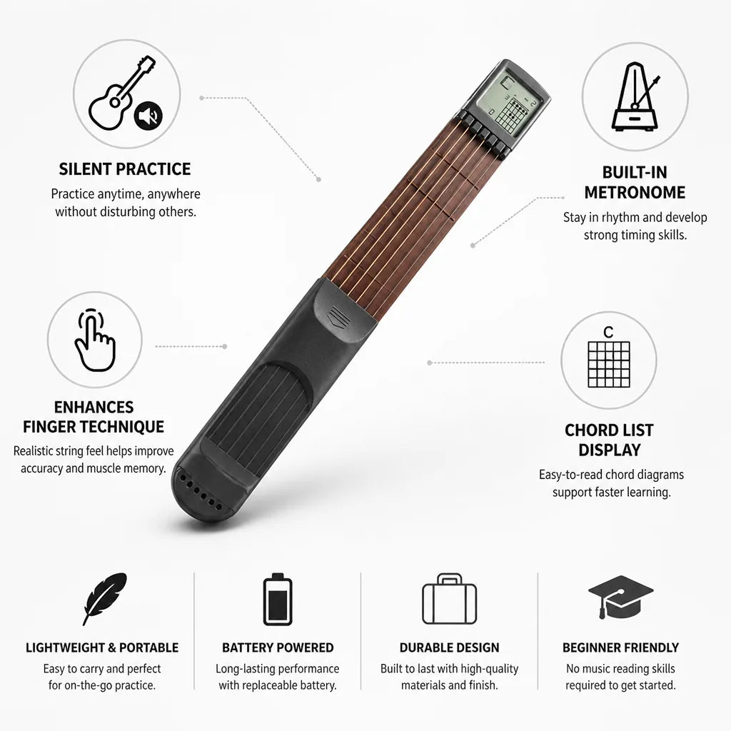 Silent Portable Digital Guitar Trainer With Metronome