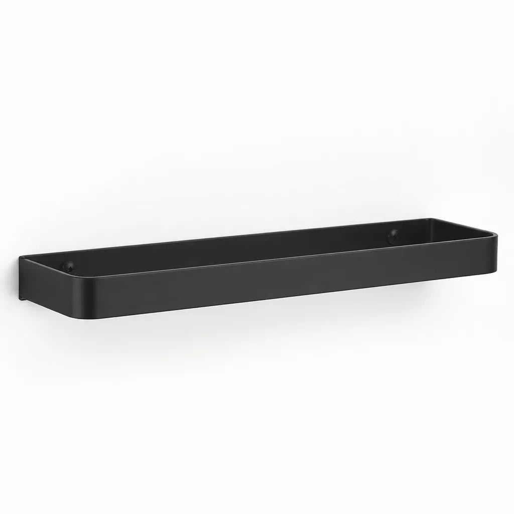 Wall-Mounted Bathroom Rack Black Moisture-Resistant Aluminum