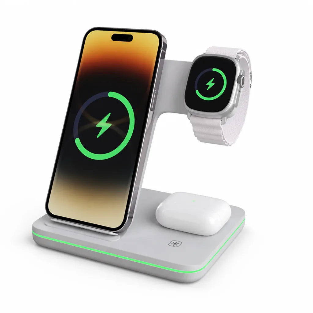 Wireless Charging Station 3-in-1 Phone Watch & Earbuds