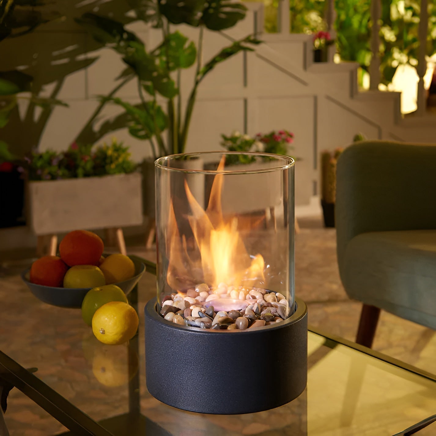 Tabletop Fire Pit - Round Design for Smokeless Flames